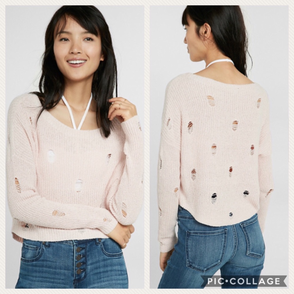 Destroyed Crop Knit Sweater NWT